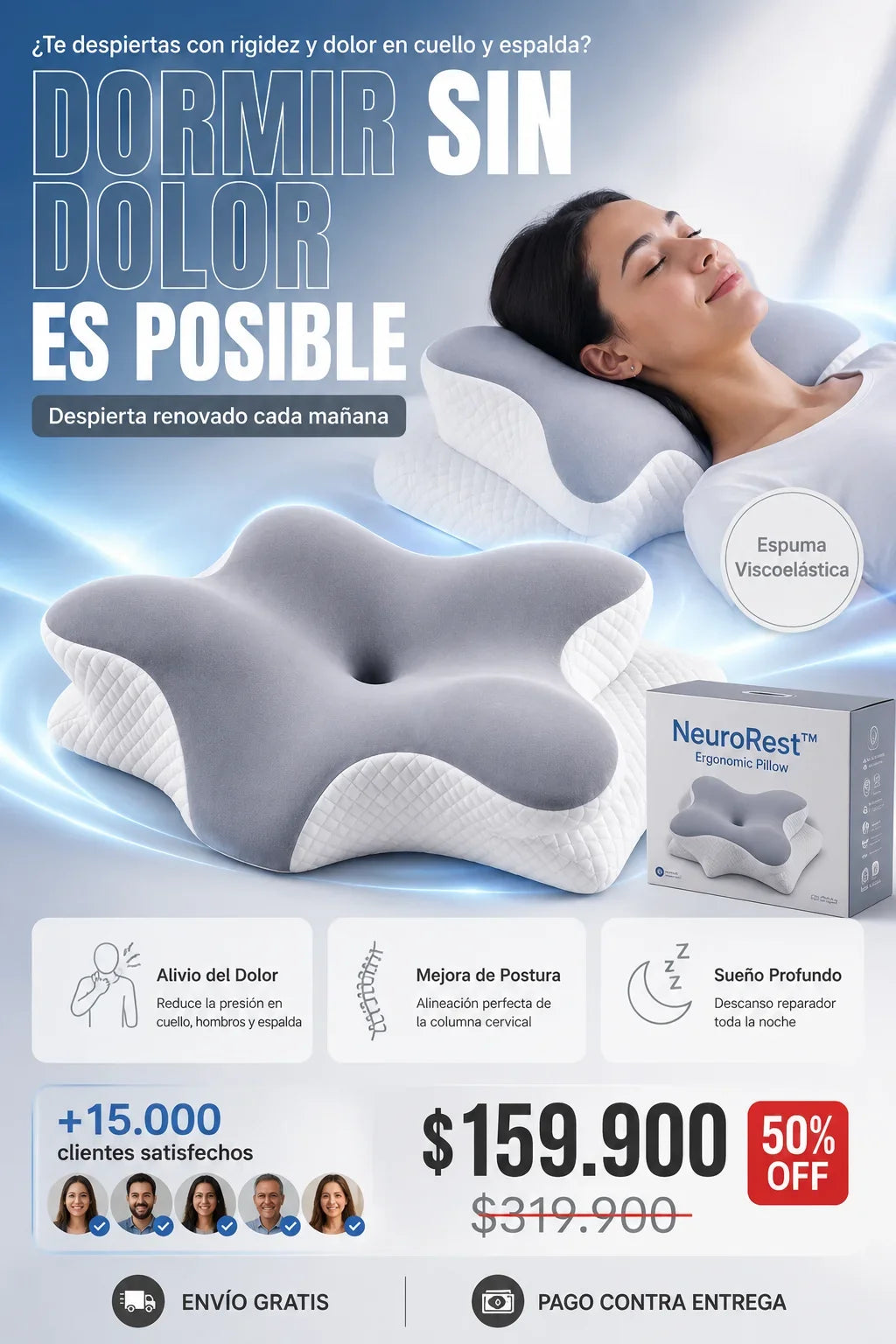 NeuroRest™ – Almohada ergonómica para cuello y espalda sin dolor.